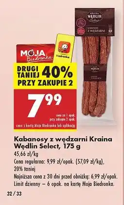 Biedronka Kabanosy z wędzarni Kraina Wędlin Select , 175 g oferta