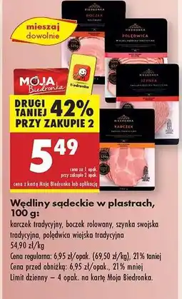 Biedronka Wędliny sądeckie w plastrach, 100 g oferta