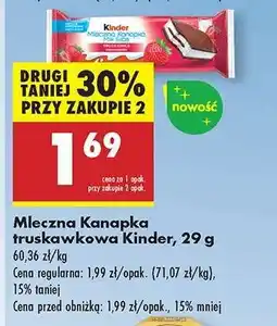 Biedronka Mleczna Kanapka truskawkowa Kinder, 29 g oferta