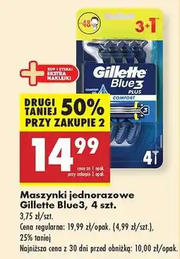 Biedronka Maszynki jednorazowe Gillette Blue3, 4 szt oferta