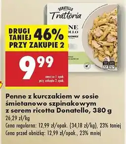 Biedronka Penne z kurczakiem w sosie śmietanowo szpinakowym z serem ricotta Donatello, 380 g oferta
