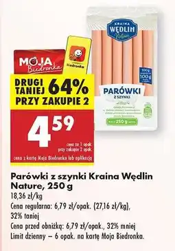 Biedronka Parówki z szynki Kraina Wedlin Nature 250 g oferta
