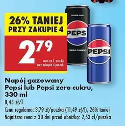 Biedronka Napój gazowany Pepsi lub Pepsi zero cukru, 330 ml oferta