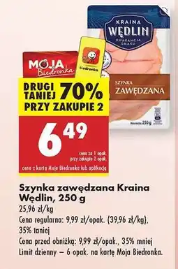 Biedronka Szynka zawędzana Kraina Wędlin 250 g oferta