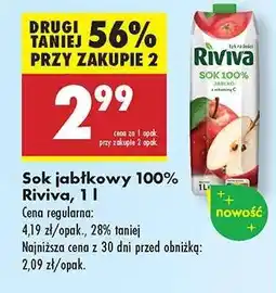 Biedronka Sok jabłkowy 100% Riviva, 1 l oferta