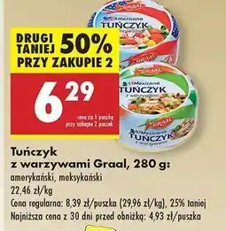 Biedronka Tuńczyk z warzywami Graal 280 g oferta