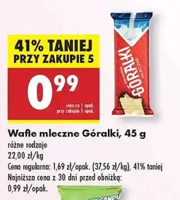 Biedronka Wafle mleczne Góralki 45 g oferta