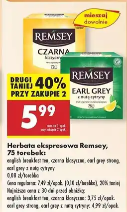 Biedronka Herbata ekspresowa Remsey 75 torebek oferta