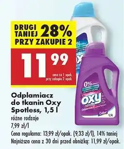 Biedronka Odplamiacz do tkanin Oxy Spotless, 1,5 l oferta