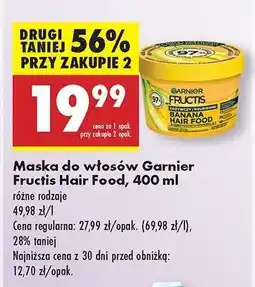 Biedronka Maska do włosów Garnier Fructis Hair Food, 400 ml oferta