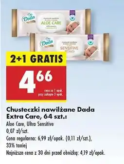 Biedronka Chusteczki nawilżane Dada Extra Care 64 szt oferta