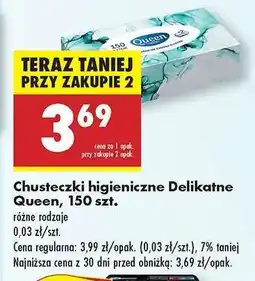 Biedronka Chusteczki higieniczne Delikatne Queen , 150 szt oferta