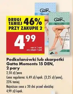 Biedronka Podkolanówki lub skarpetki Gatta Moments 15 DEN, 2 pary oferta