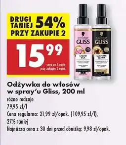 Biedronka Odżywka do włosów w spray'u Gliss, 200 ml oferta