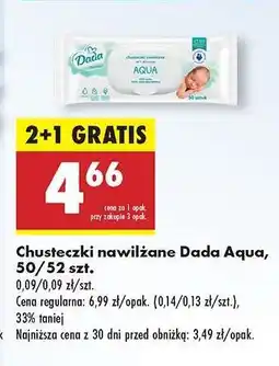 Biedronka Chusteczki nawilżane Dada Aqua, 50/52 szt oferta