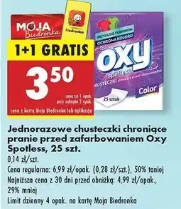 Biedronka Jednorazowe chusteczki chroniące pranie przed zafarbowaniem Oxy Spotless 25 szt oferta