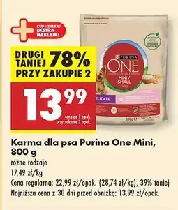 Biedronka Karma dla psa Purina One Mini 800 g oferta