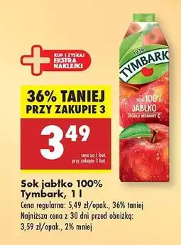 Biedronka Sok jabłko 100% Tymbark, 1 l oferta