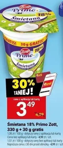 Twój Market Śmietana 18% Primo Zott 330g + 30g gratis oferta
