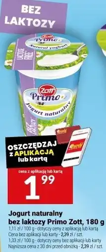 Twój Market Jogurt naturalny bez laktozy Primo Zott 180g oferta