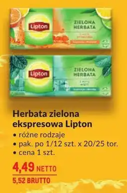 Makro Herbata zielona ekspresowa Lipton oferta