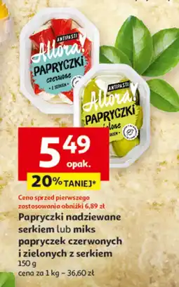 Auchan Papryczki nadziewane serkiem lub miks papryczek czerwonych i zielonych z serkiem 150g Alora oferta