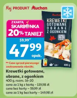 Auchan Krewetki gotowane, obrane, z ogonkiem Auchan oferta