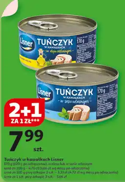 Auchan Tuńczyk w kawałkach w oleju roślinnym lub w sosie własnym 170g Lisner oferta