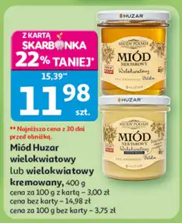Auchan Miód Huzar wielokwiatowy lub wielokwiatowy kremowany 400g oferta