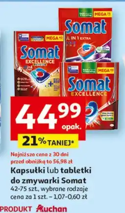 Auchan Tabletki do zmywarki regular Somat Excellence 4In1 oferta