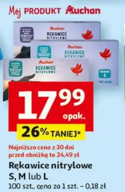 Auchan Rękawice nitrylowe rozm. m Auchan Różnorodne (Logo Czerwone) oferta