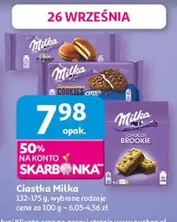 Auchan Ciastko czekoladowe z kremem i kawałkami czekolady Milka Choco Brownie oferta