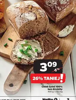 Netto Chleb żytni 100% bez drożdży 400g Netto oferta