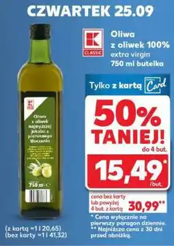 Kaufland Oliwa z oliwek 100% extra virgin 750 ml butelka oferta