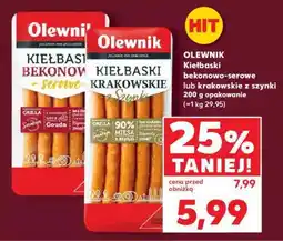 Kaufland OLEWNIK Kiełbaski bekonowo-serowe lub krakowskie z szynki 200 g opakowanie oferta