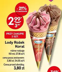 Żabka Lody Rożek Koral różne rodzaje 110ml oferta