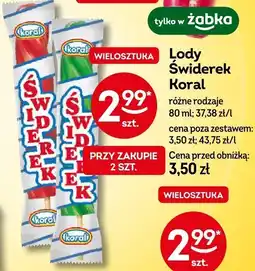 Żabka Lody Świderek Koral różne rodzaje 80ml oferta