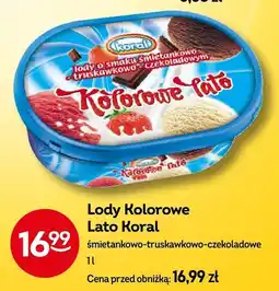Żabka Lody Kolorowe Lato Koral śmietankowo-truskawkowo-czekoladowe 1 l oferta