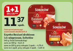 Auchan Szynka Basiuni drobiowa lub wieprzowa Sokołów oferta