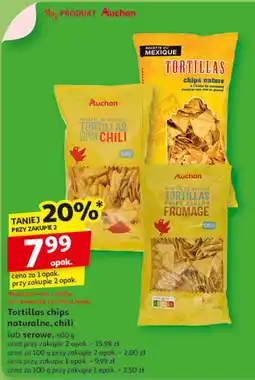 Auchan Tortillas chips naturalne, chili lub serowe 400g Auchan oferta