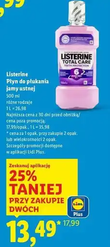 Lidl Płyn do płukania ust clean mint Listerine Total Care oferta