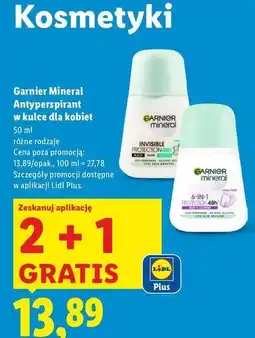 Lidl Dezodorant fresh aloe Garnier Mineral Invisible Protection oferta