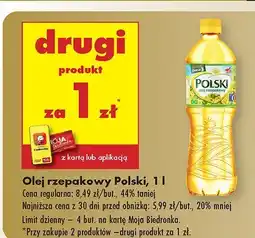 Biedronka Olej rzepakowy Polski DRUGI ZA 1 ZŁ oferta