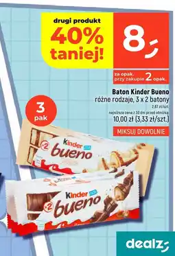 Dealz Baton Kinder Bueno różne rodzaje 3x2 batony oferta