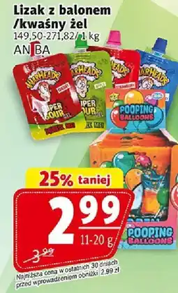 Prim Market Lizak z balonem/kwaśny żel 11-20 g An Ba oferta