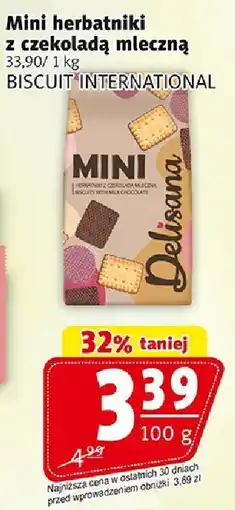 Prim Market Herbatniki z czekoladą mleczną Mini Biscuit International 100g oferta