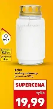 Kaufland Znicz szklany zalewany 375 g 100 h oferta