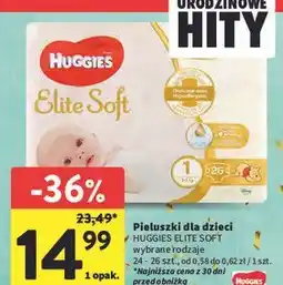 Intermarche Pieluchy 1 Huggies Elite Soft oferta