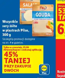 Lidl Ser żółty w plastrach Pilos oferta