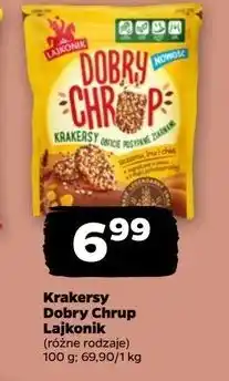 Netto Krakersy obficie posypane ziarnami sezamu lnu i chia Lajkonik Dobry Chrup oferta